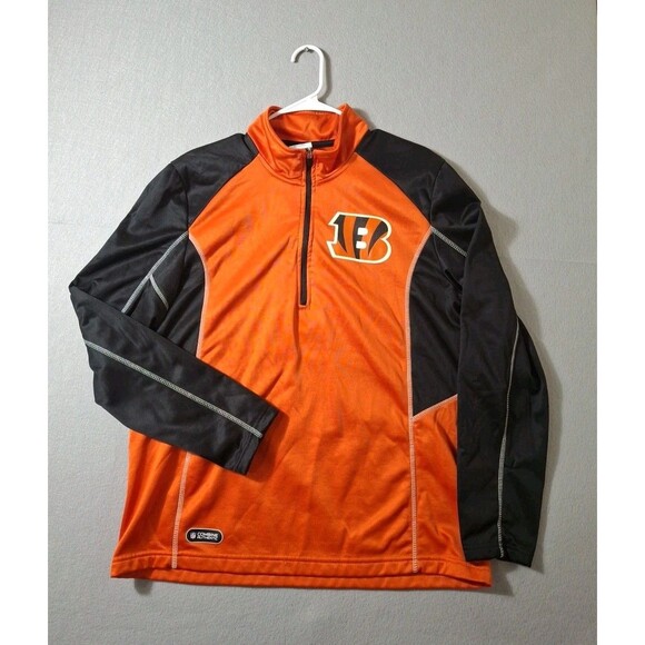 NFL Team Apparel Cincinnati Bengals 1/4 Zip Pullover Sweater Large - Picture 1 of 10